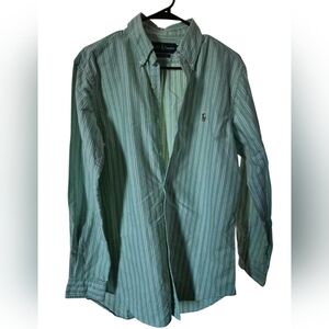 Ralph Lauren Blue Label Green Striped Dress Shirt
